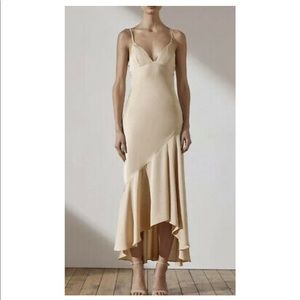LUXE BIAS ASYMMETRICAL SLIP DRESS - CHAMPAGNE - US 6